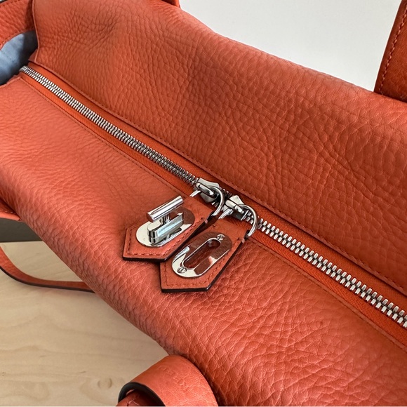 Reek Krakoff Tangerine Pebble Leather Satchel w/ Crossbody Strap and Zipper Lock - Picture 4 of 11